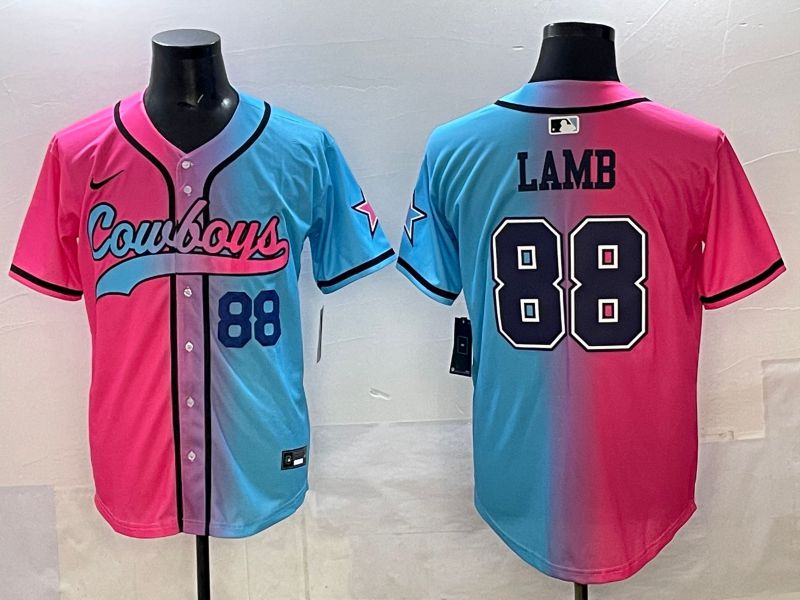Men 2025 Dallas Cowboys 88 Lamb Blue pink Nike Limited NFL Jersey style 005